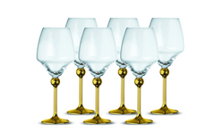 SET OF 6 RED WINE GLASSES WITH DÉCOR GOLD STEMS