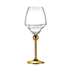 SET OF 6 RED WINE GLASSES WITH DÉCOR GOLD STEMS