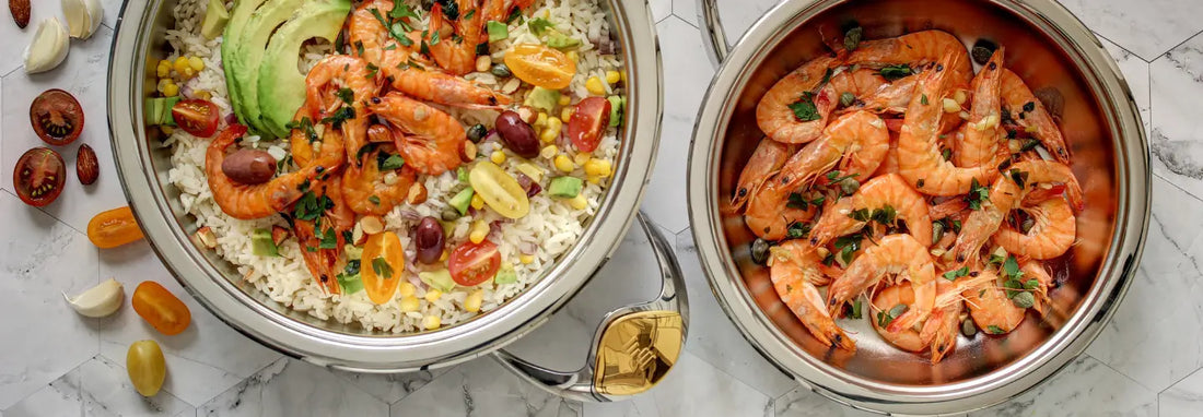 Zepter MasterPiece stainless steel cookware with Thermocontrol cooking fresh vegetables on low heat in a modern NZ kitchen.