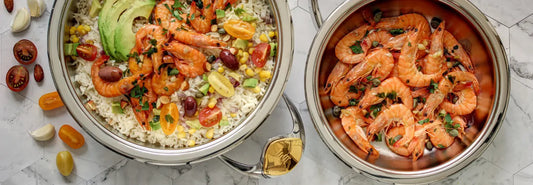 Zepter MasterPiece stainless steel cookware with Thermocontrol cooking fresh vegetables on low heat in a modern NZ kitchen.