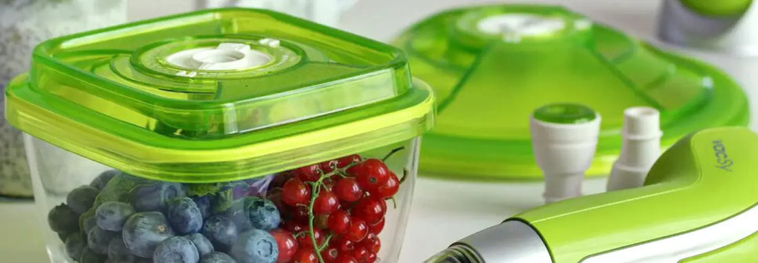 VacSy vacuum sealer with portioned freezer food and leftovers in a New Zealand kitchen